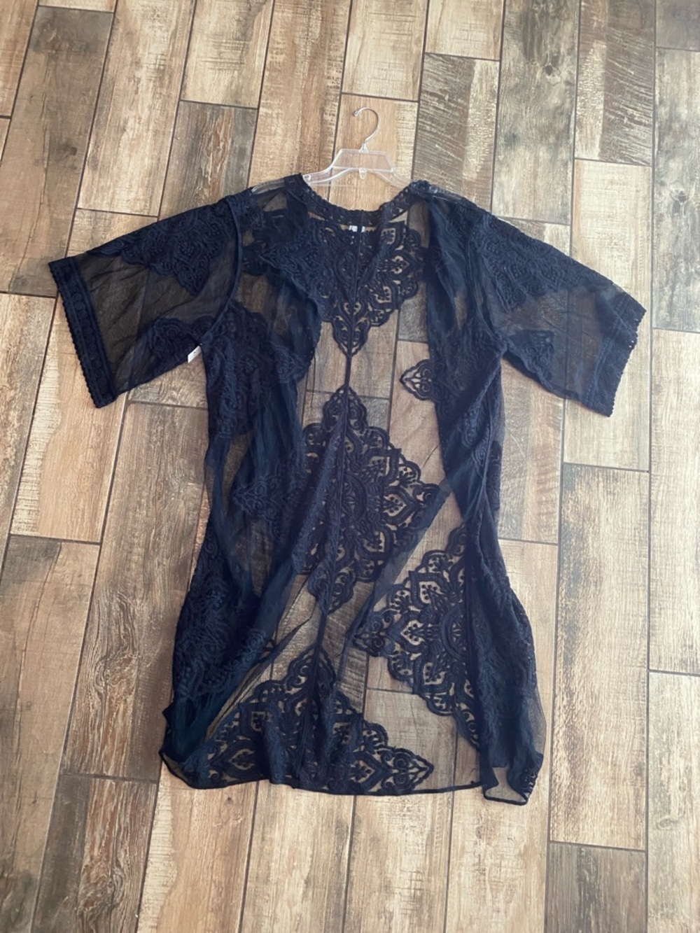 Sheer Black coverup Lace Kimono Robe 🆕 - Picture 3 of 10